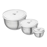 Vacuum bowl set S/M/L / 6-pc, stainless steel, silver-white