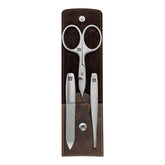 3-pc, Leather Manicure Pedicure Set With Combination Nail Scissors, Brown