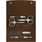 5-pc, Leather Manicure Pedicure Set With Nail Scissors, Brown