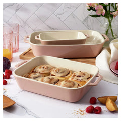 3-pc, Rectangular Baking Dish Set, light pink