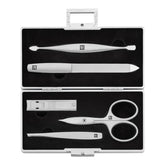 5-pc Aluminum Manicure Pedicure Set With Compact Nail Clippers - Aluminum With Black Velvet