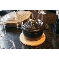 6-inch, Round, Magnetic Wood Trivet, Brown