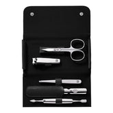 5-pc, Leather Manicure Pedicure Set With Nail Clippers, Black Matte