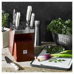 7-pc, Self Sharpening Knife Block Set, silver-white