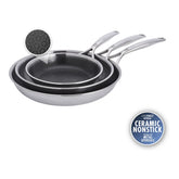 3-pc, Ceramic Hybrid Frying Pan Set