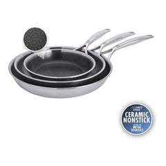 3-pc, Ceramic Hybrid Frying Pan Set