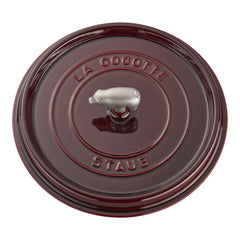 6 qt, Pig, Cochon Shallow Wide Round Dutch Oven, Grenadine