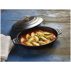 9-inch, Oval, Covered Baking Dish With Lid, Black Matte