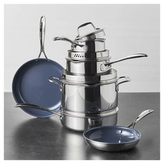 10-pc, Non-stick, Stainless Steel Ceramic Cookware Set