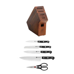 6-pc, Knife block set, acacia