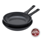 2-pc, Non-stick, Frying Pan Set Titanium-reinforced Ceramic Non-stick Coating