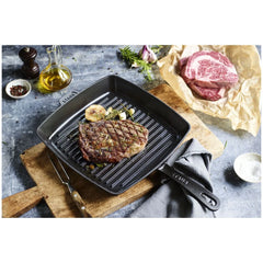 10-inch, Cast Iron, Square, Grill Pan, Black Matte