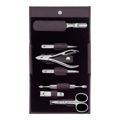 7-pc, Leather Manicure Pedicure Set With Nail Clippers, Purple