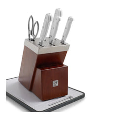 7-pc, Self Sharpening Knife Block Set, silver-white