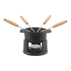4-inch, 0.25-qt Mini Chocolate Fondue Set, black matte