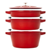 4-pc Stackable Set, Cherry, Cast Iron