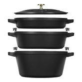 4-pc Stackable Set, Black Matte, Cast Iron