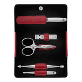 5-pc, Leather Manicure Pedicure Set With Nail Clippers, Red