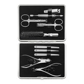 10-pc, Black Matte, Leather, Manicure Pedicure Set
