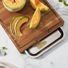 17-inch x 14-inch Cutting Board With Tray, Acacia