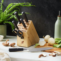 7-pc, Knife block set, brown