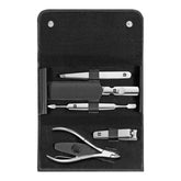 5-pc, Leather Manicure Pedicure Set With Nail Clippers, Black Matte
