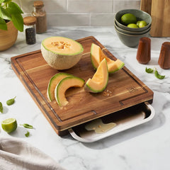 17-inch x 14-inch Cutting Board With Tray, Acacia