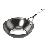 12-inch, 18/10 Stainless Steel, Wok, Silver-black