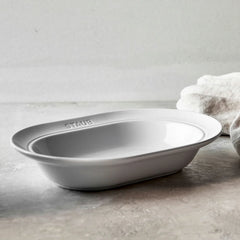 10-inch, oval serving dish, white