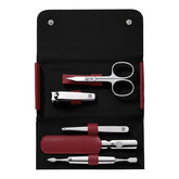 5-pc, Leather Manicure Pedicure Set With Nail Clippers, Red