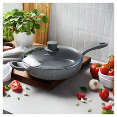 3.9 qt, Aluminum, Ceramic Nonstick Sauté Pan With Lid And Helper Handle Ceramic Coating