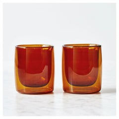 2-pc Tumbler Glass Set - Amber, Double Wall