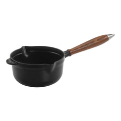 2 qt Sauce Pan With Wooden Handle, Cast Iron