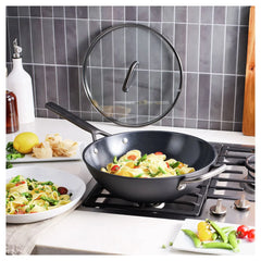 12-inch, Wok With Glass Lid Ceramic Nonstick Titanium