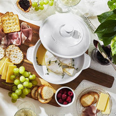 Round, Covered Brie Baker, White