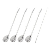 5-pc, Spoon Straw Set With Cleaning Brush