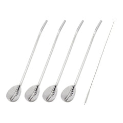 5-pc, Spoon Straw Set With Cleaning Brush