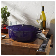 6.25 qt, Wide Oval Dutch Oven, dark blue