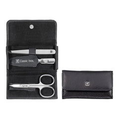 3-pc, Leather Snap Fastener Case, Black Matte