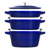4-pc Stackable Set, Dark Blue, Cast Iron