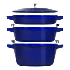 4-pc Stackable Set, Dark Blue, Cast Iron