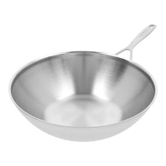 12-inch, 18/10 Stainless Steel, Flat Bottom Wok, Silver