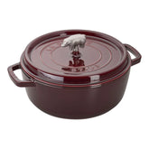 6 qt, Pig, Cochon Shallow Wide Round Dutch Oven, Grenadine