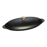 12.25 inch, Oval, Covered Fish Pan, Black Matte