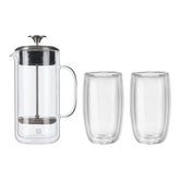 3-pc French Press And Latte Glass Set