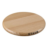 6-inch, Round, Magnetic Wood Trivet, Brown