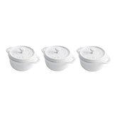 3-pc, Mini Round Dutch Oven Set, white