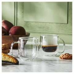 2-pc Espresso Glass Mug Set, Double Wall