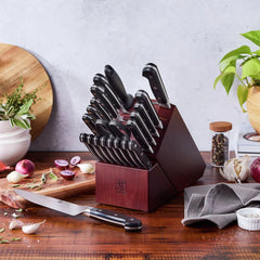 22-pc, Knife block set, silver-black