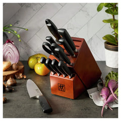 12-pc, Knife block set, walnut